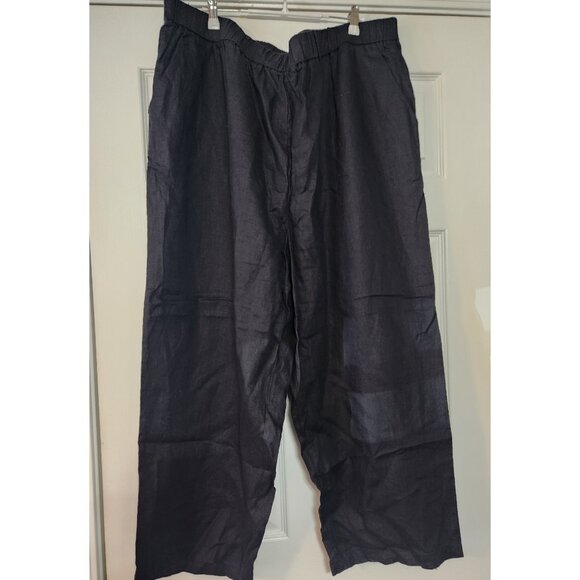 Black Linen Plus Size Pants - Picture 3 of 4